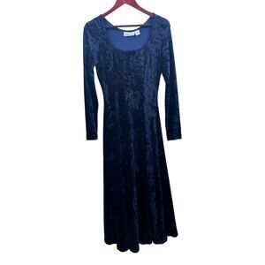 Vintage Womens Dress Sz M Crushed Velvet Whimsigoth Witchy Gothic Maxi Stretch